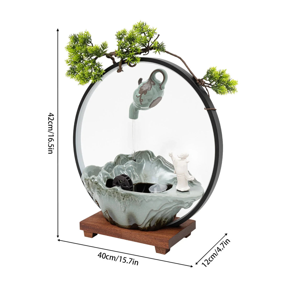 Tabletop Fountain with LED Light and Atomizer Streamfall Zen Meditation Desktop Rockery
