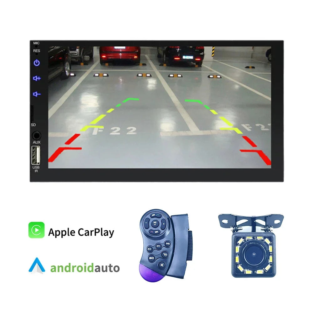 Virwir Car Multimedia Player Bluetooth 7 inch, HD Car Mp5 Player Touch Monitor Autoradio with Backup Camera Rear