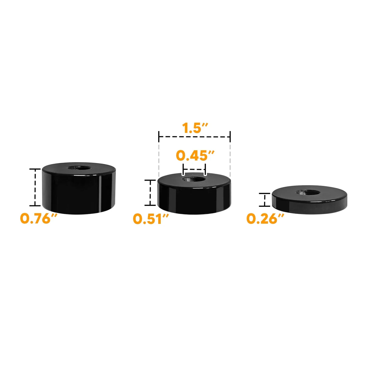 WEISEN - Fit 2006-2021 Toyota FJ Cruiser | (2 Sets) 1/4" to 1-1/2'' Seat Rise Spacers | Seat Lift Kits