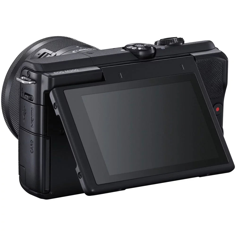 EOS M200 Digital Camera with 15-45mm Lens (Black) - 20PC Accessory Bundle