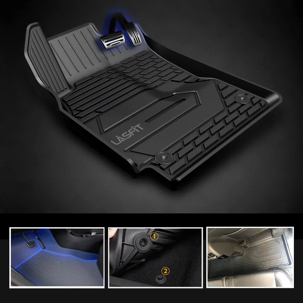 Lasfit Floor Liners for 2013- 2015 Jeep Grand Cherokee （Fit Bench Seating ONLY）,for 2013-2021 Dodge Durango (Fit Bench Seating on 2nd Row only),All Weather Fit TPE Floor Mats Set