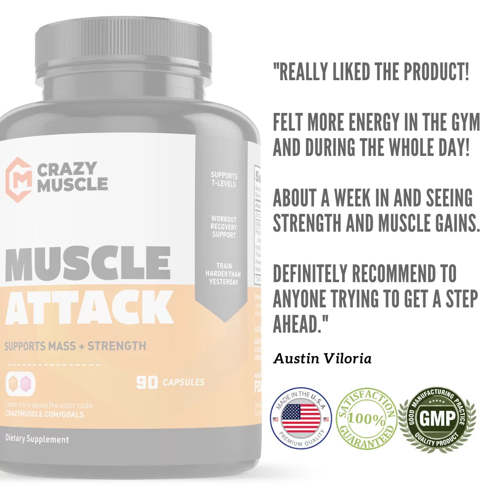 Muscle Attack: Keto Muscle Building Supplement with DHEA by Crazy Muscle - 90 Capsules