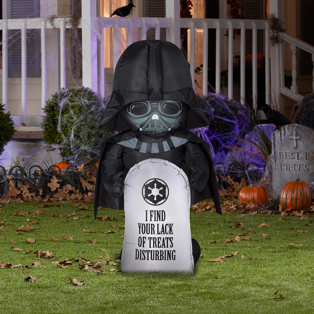 Airblown Stylized Darth Vader Airblown Yard Inflatable; with Tombstone 3.5'