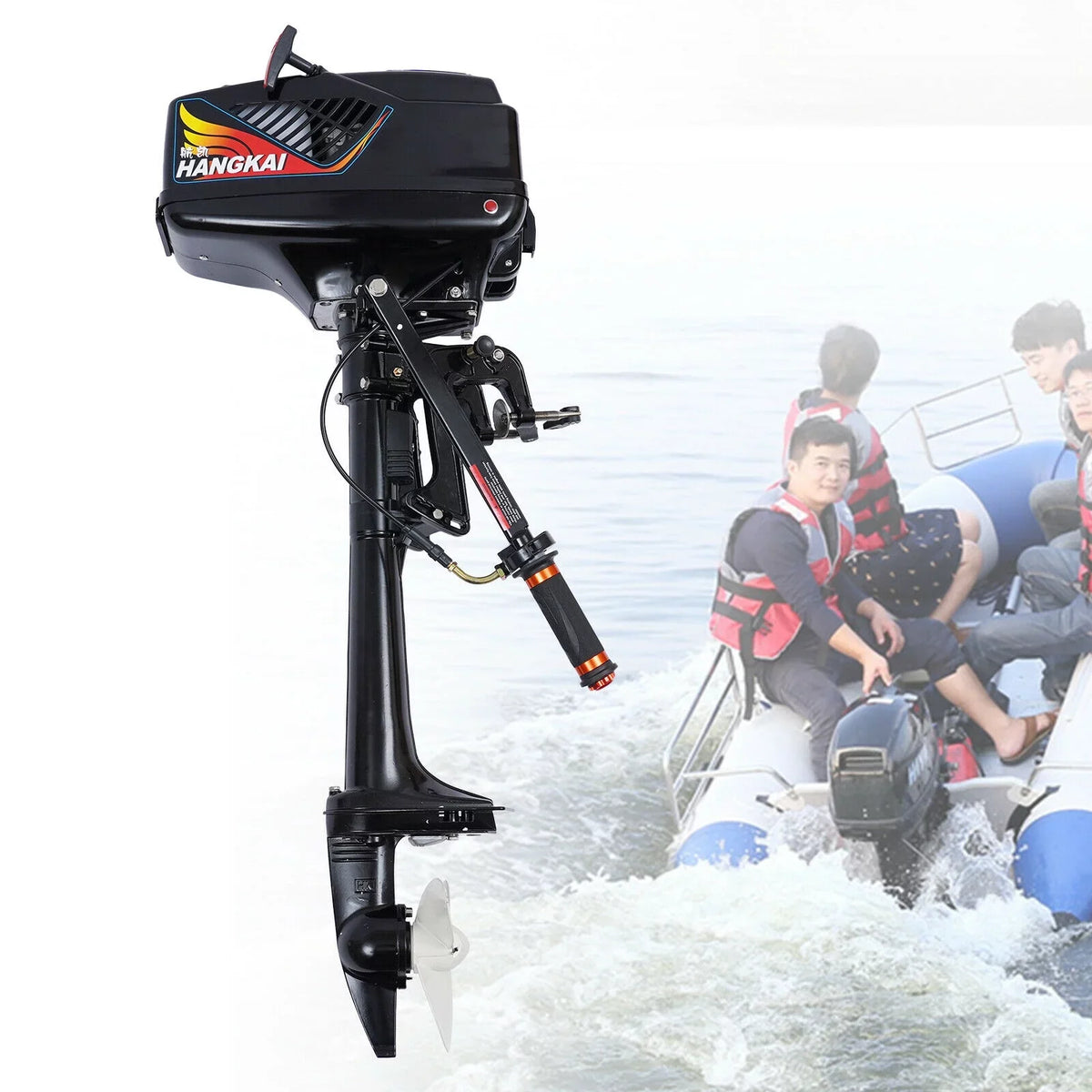 TOOL1SHOoo 3.6HP 2 Stroke Outboard Motor Fishng Boat Motor Engine Fluid Cooling Short Shaft