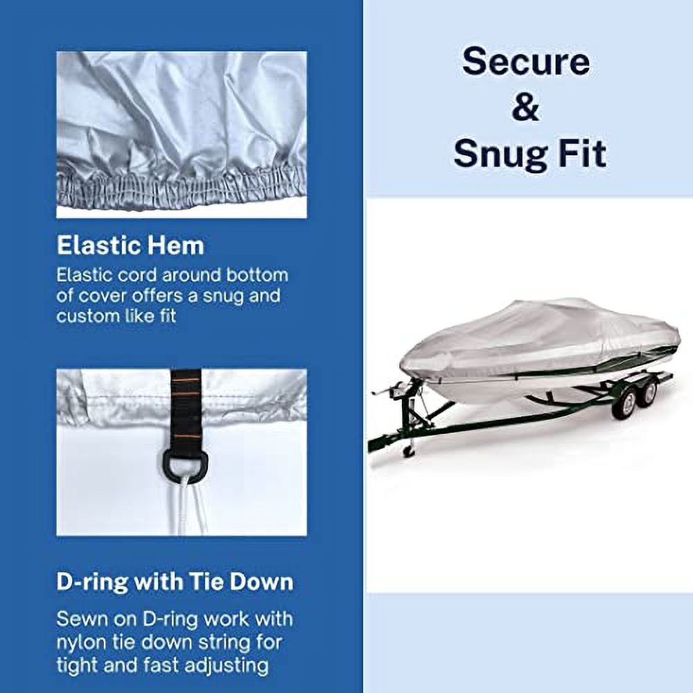 Savvycraft Boat Cover 12'-14', Heavy Duty Liquid Marine Grade Polyester fits V-Hull Runabouts, Pro-Style Bass Boats, Fish & Ski Boats 12ft-14ft Long, Beam up to 68"