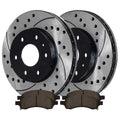AutoShack Front Drilled Slotted Brake Rotors Black and Ceramic Pads Kit Driver and Passenger Side Replacement for GMC Acadia Limited Saturn Outlook 2009-2017 Chevrolet Traverse 2008-2017 Buick Enclave