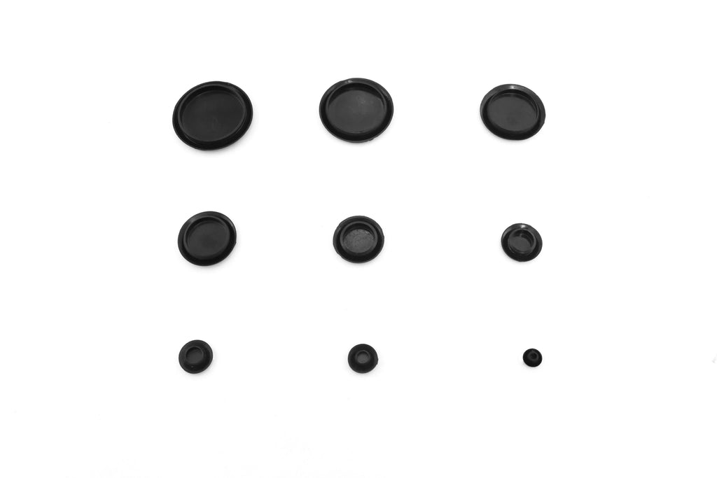 Red Hound Auto 250 Piece Flush Mount Black Hole Plug Assortment for Auto Body and Sheet Metal Assorted Sizes for 1/4; 3/8; 1/2; 3/4; 1; 1-1/4; 1-1/2; 1-3/4 and 2 yard Holes