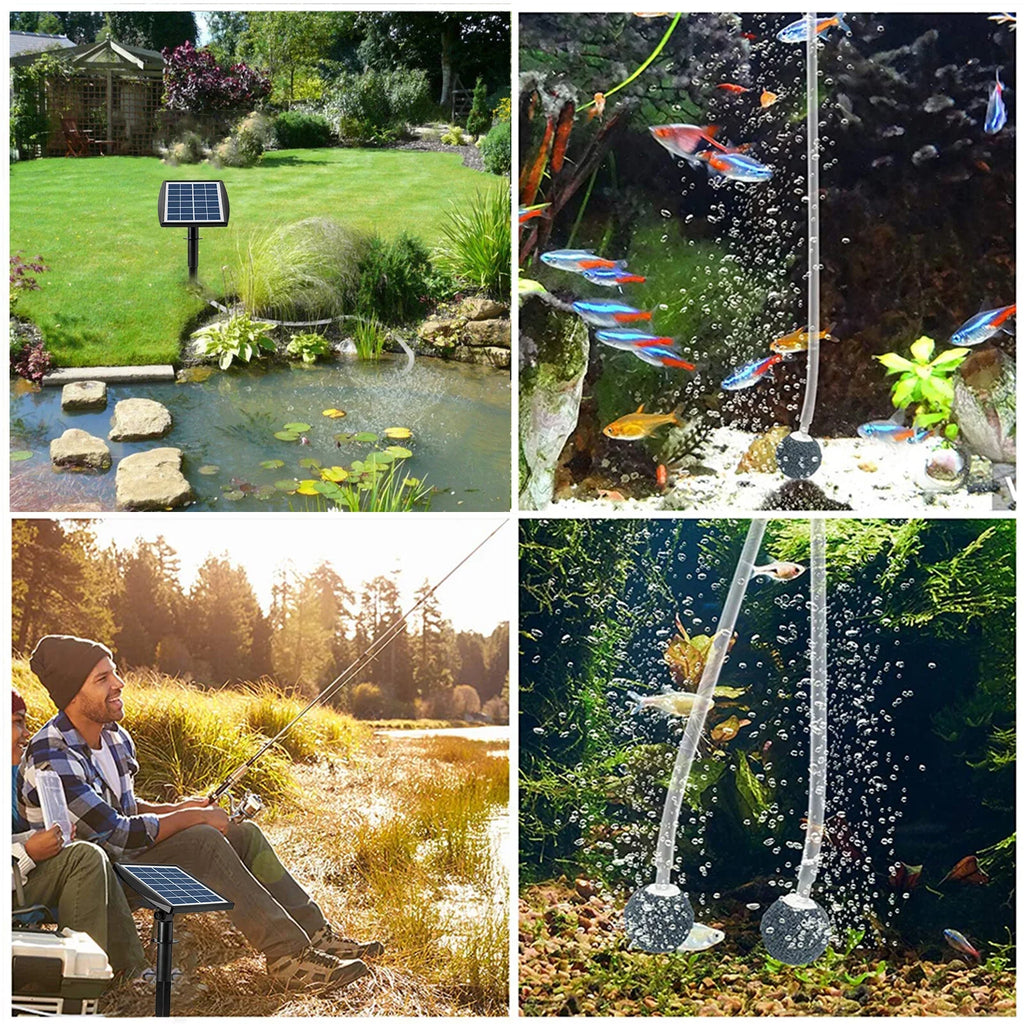 Oxygenation pump,8.2ft Channel 2 Solar Pump With Aerator Air 6v 2w Solar Fish Pool Pond 2w Solar Pump Pool Pump Aerator Fish 2 Air Bubble Air Pump Aerator Maiju
