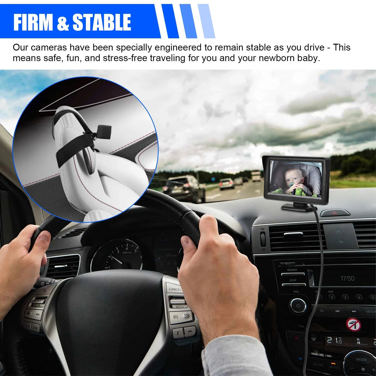 Car Back Seat Camera, EEEkit 12V Baby Car Mirror with 4.3-inch HD Display Night Vision, 120° Wide Crystal Clear View, Rear Facing Safety Car Seat Mirror Camera Observe the Baby's Every Move, Black
