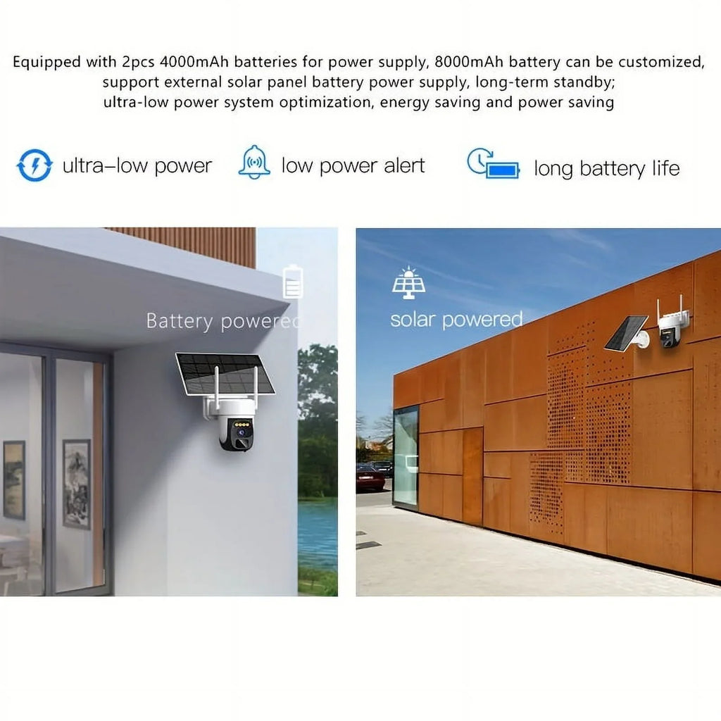 2K Pan Tilt 360° Solar-Powered Outdoor Wireless Security Camera with 3MP Color Night Vision, 2-Way Talk, Motion Detection, IP66 Liquid - Perfect Gift for Birthdays, Easter, President's Day, Boys &