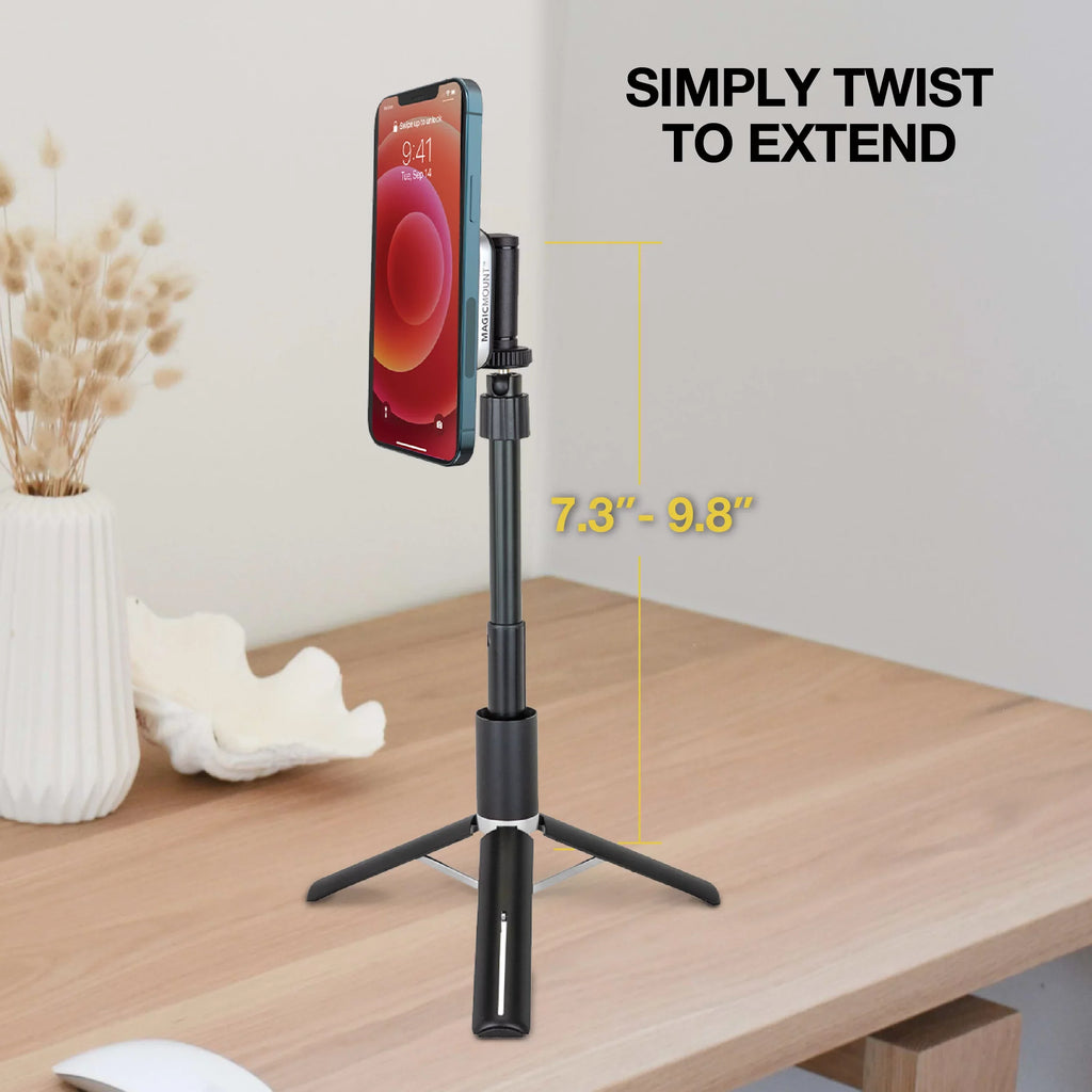 Scosche MP2TR1-SP MagicMount Pro 2 Tripod/Selfie Stick Phone Mount with Adjustable Arm, Black