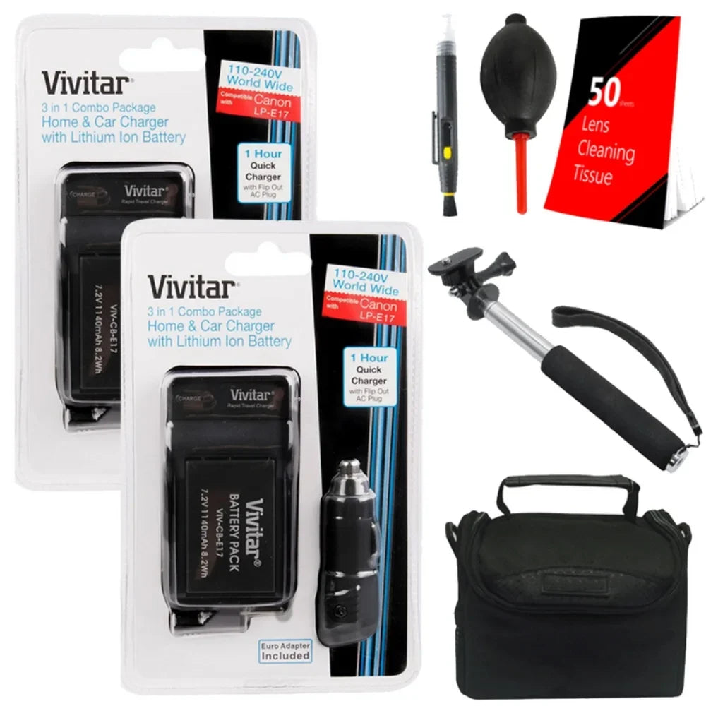 Vivitar (VIV-CBE17-KIT) Replacement Battery LP-E17 Cleaning Kit for Rebel T6i, T6s