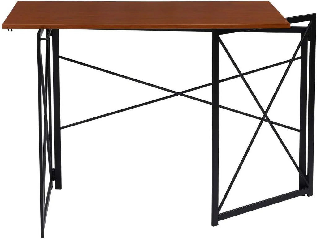 Writing Computer Desk Modern Simple Study Desk Industrial Folding Portable computer Table For Home Office Notebook Desk Walnut Brown Desktop Black Frame…