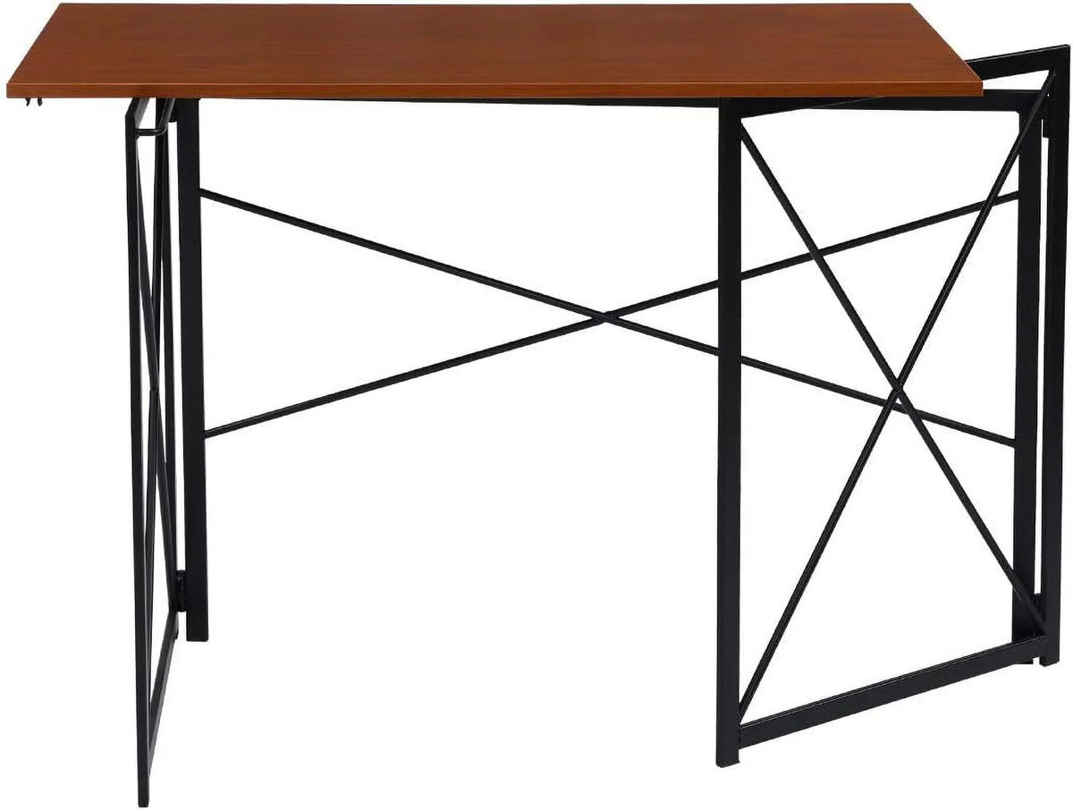 Writing Computer Desk Modern Simple Study Desk Industrial Folding Portable computer Table For Home Office Notebook Desk Walnut Brown Desktop Black Frame…