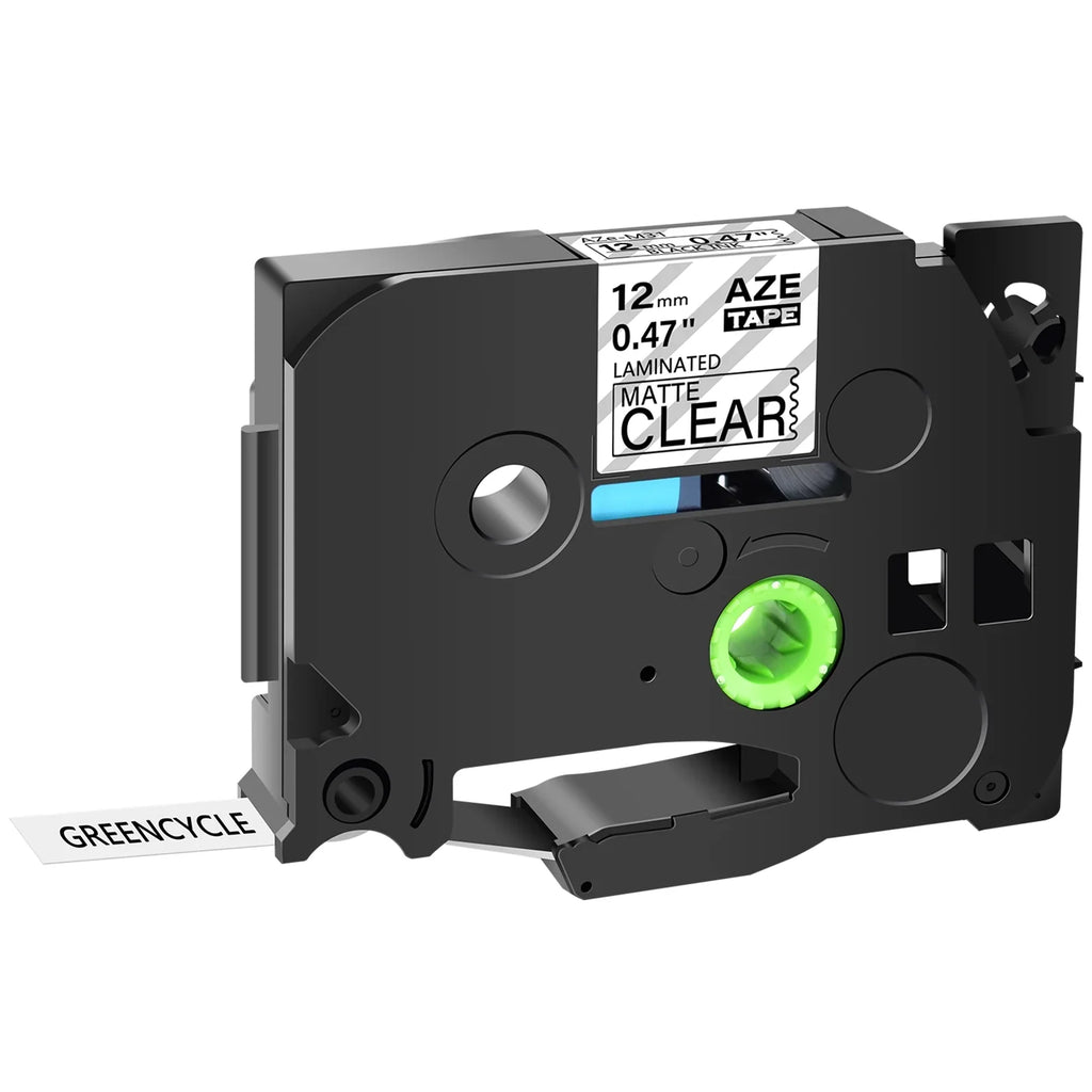 GREENCYCLE 20PK Compatible for Brother P-touch Black on Matte Clear 12mm 0.47" TZe-M31 TZ-M31 TZM31 TZeM31 Laminated Label Tape