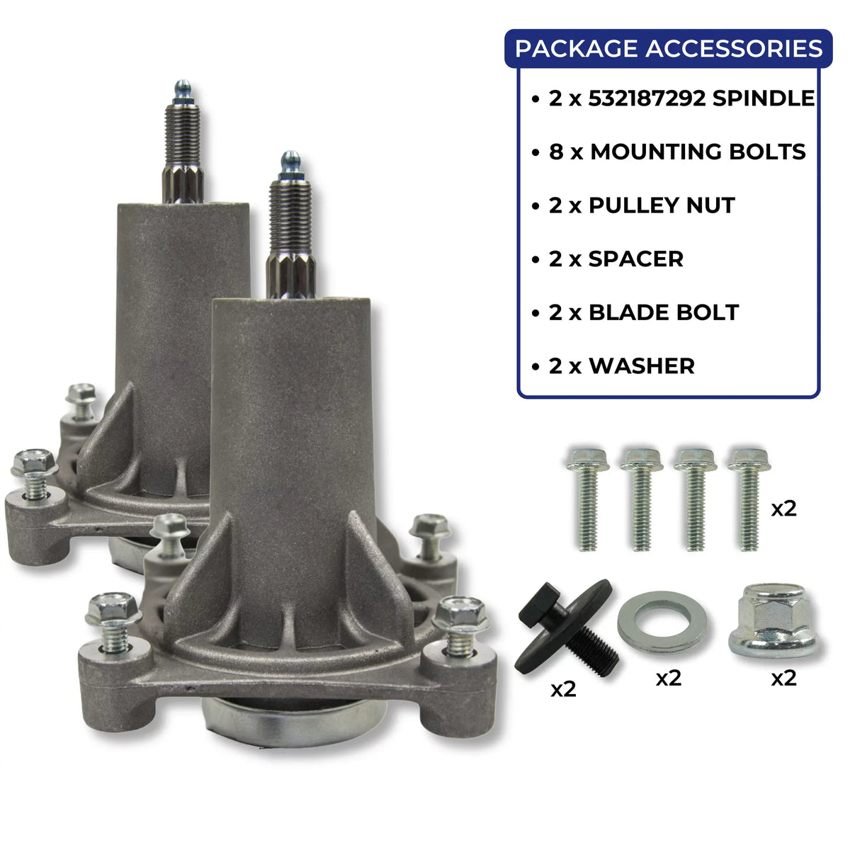 Jeremywell Spindle Assembly Replaces AYP Husqvarna 532187292 532192870 46" 48" 54" (2PCs)