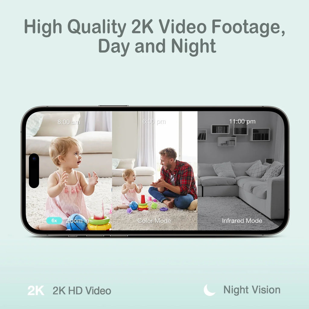 Sense-U Smart 2K Video Baby Monitor(FSA&HSA Eligible) with No Monthly Fee; Pan-Tilt-Zoom; Person/Baby Crying Sound/Motion Detection; 2-Way Talk; Night Vision; Background Audio; Activity Zone