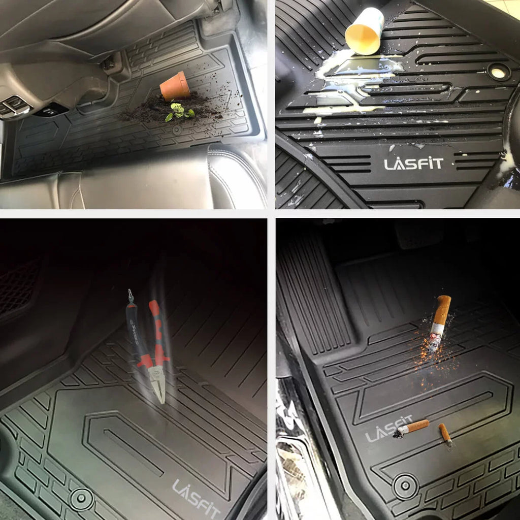 Lasfit Floor Liners for 2013- 2015 Jeep Grand Cherokee （Fit Bench Seating ONLY）,for 2013-2021 Dodge Durango (Fit Bench Seating on 2nd Row only),All Weather Fit TPE Floor Mats Set