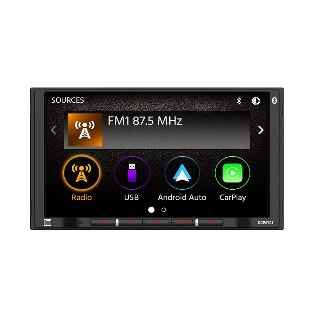 Dual DCPA701 2DIN 7" Digital Media Car Stereo w/ Bluetooth Carplay Android Auto + DCO License Backup Camera
