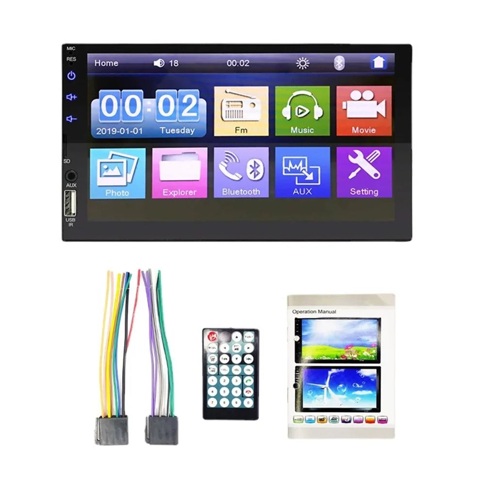 Virwir Car Multimedia Player Bluetooth 7 inch, HD Car Mp5 Player Touch Monitor Autoradio with Backup Camera Rear