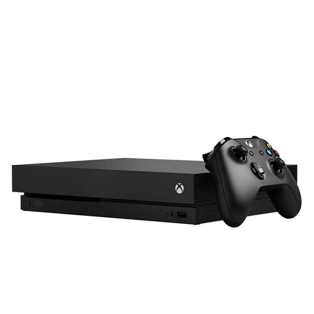 Pre-Owned Xbox One X 1TB with 2 Controller, 4K Ultra HD Black with BOLT AXTION Cleaning Kit Headset Bundle (Refurbished: Like New)