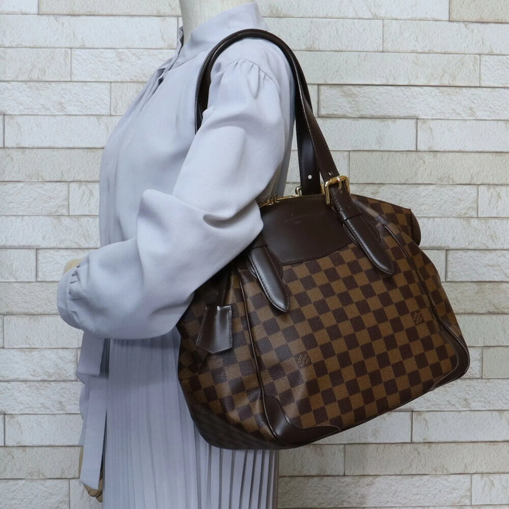 Authenticated Refurbished Louis Vuitton LOUIS VUITTON Verona MM Damier Shoulder Bag Canvas Brown Women's