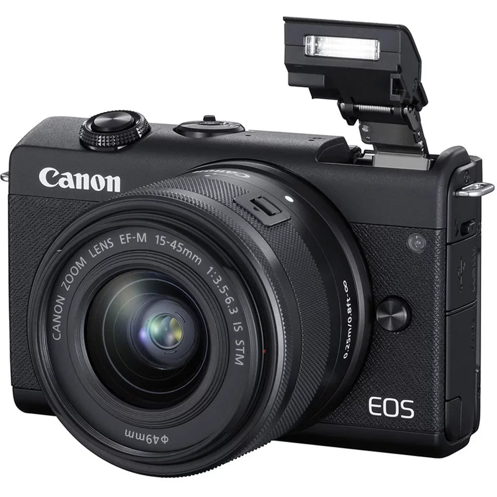 Ultimaxx Deluxe EOS M200 Mirrorless Camera w/ 15-45mm f/3.5-6.3 IS STM Lens Bundle - Includes: 64GB Ultra Memory Card, Digital Flash with Bracket & Much More