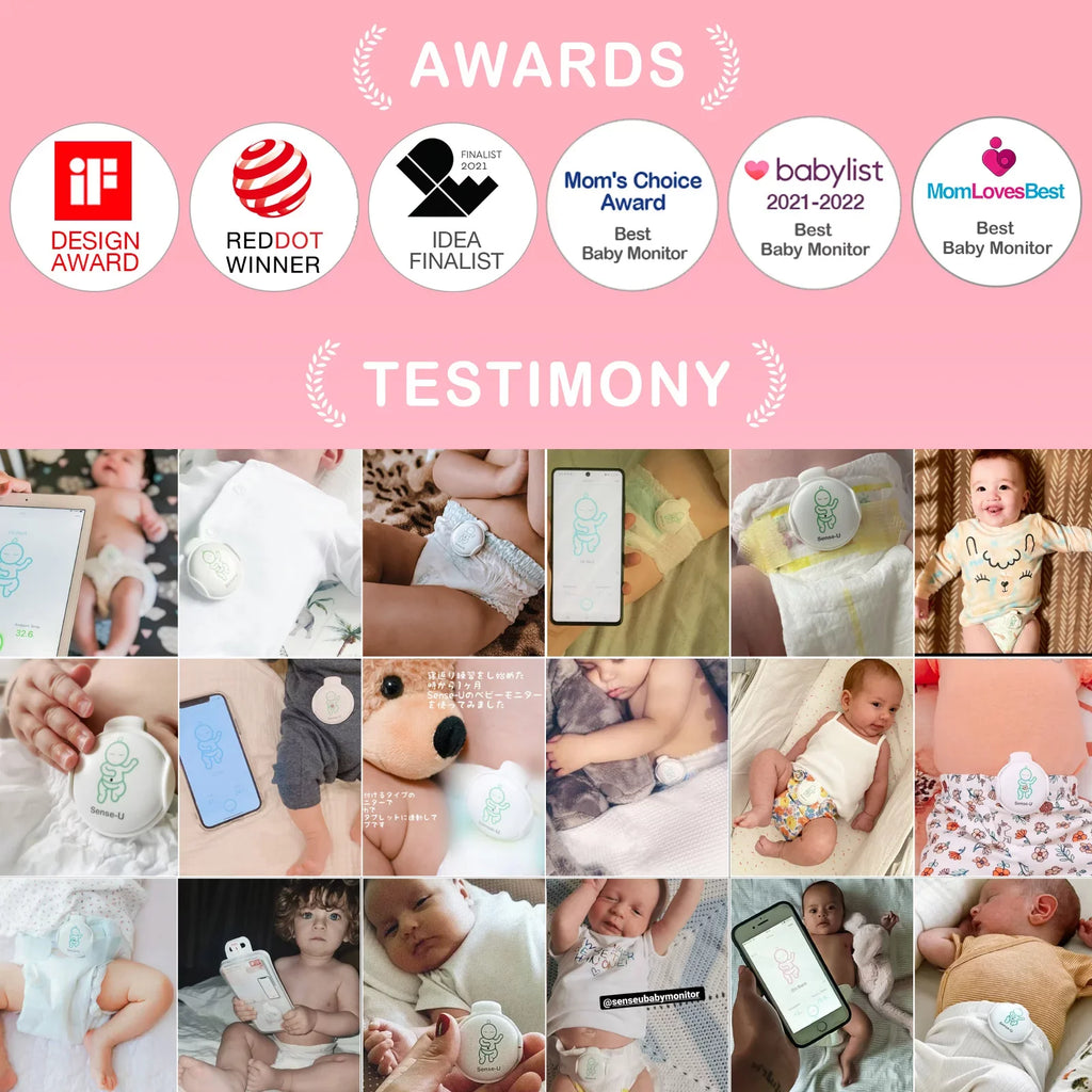 Sense-U Smart Baby Monitor 3+Camera; Audio; Video Baby Monitor That Notifies You for No Abdominal Movement; Rollover; High/Low Temperatures; Detected Motion; with Night Vision; 2-Way Talk; Long Range