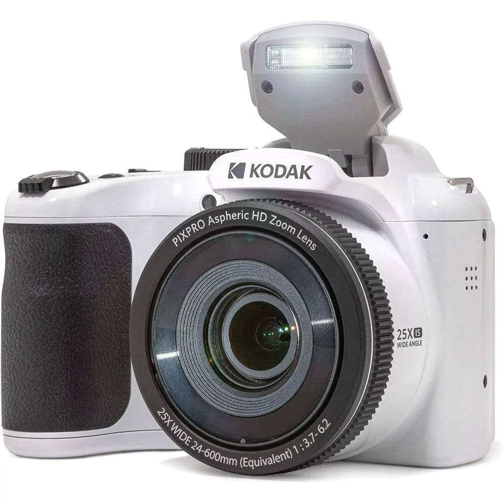 Kodak PIXPRO Astro Zoom AZ255-WH 16MP Digital Camera, 25X Optical Zoom, White Bundle with Lexar 32GB Capability 800x UHS-I SDHC Memory Card + Deco Photo Camera Bag
