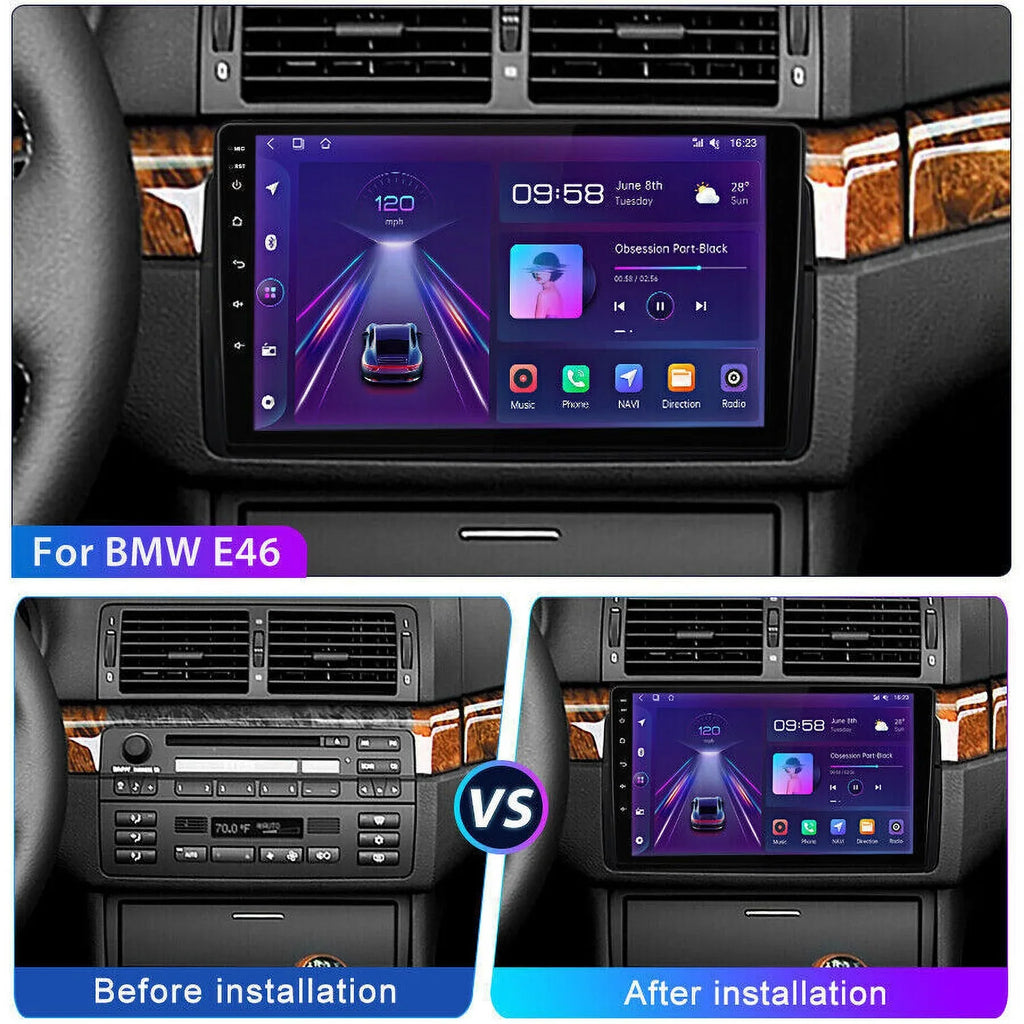 Android 12 Car Radio Stereo for BMW E46 M3 9 inch Touch Monitor 2+32GB USB RDS Carplay Android Auto HD WIFI GPS FM Bluetooth