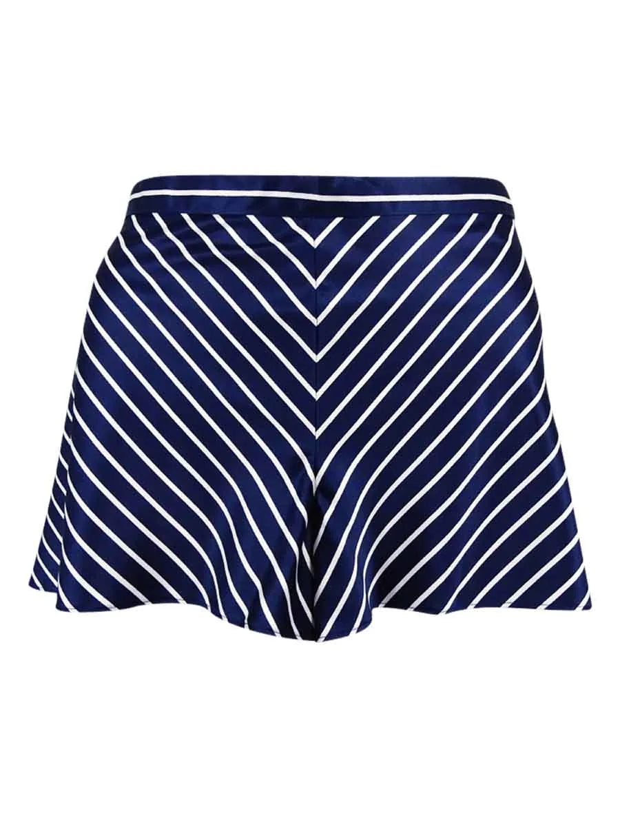 Lauren Ralph Lauren Women's Stripe Satin Camisole Sleepwear (XL, Navy/White)