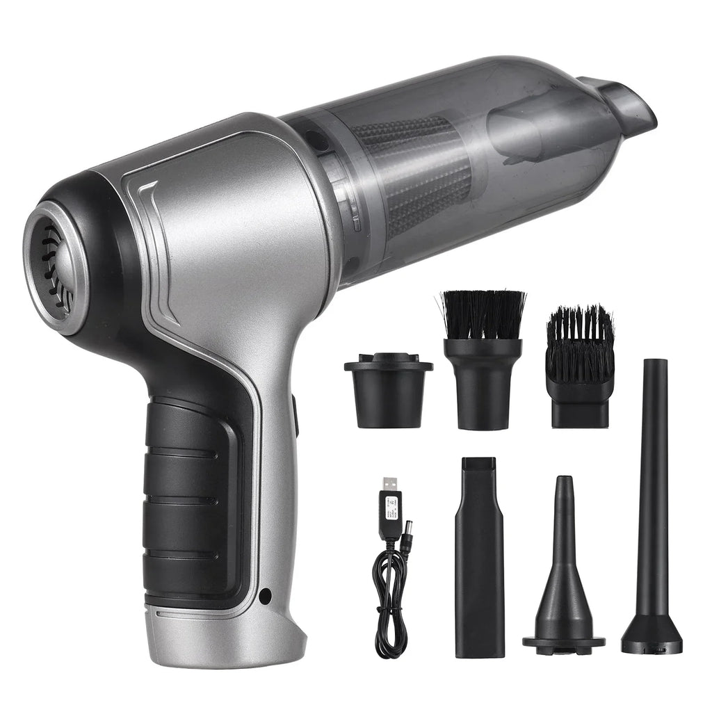 Tomfoto Handheld Car Handheld Cordless Cleaner Portable Air Duster & Hand Pump With 19000Pa Strong Suction USB for Pet Hair Dust Gravel Cleaning Home Office