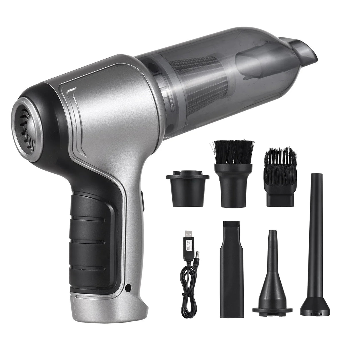 Tomfoto Handheld Car Handheld Cordless Cleaner Portable Air Duster & Hand Pump With 19000Pa Strong Suction USB for Pet Hair Dust Gravel Cleaning Home Office