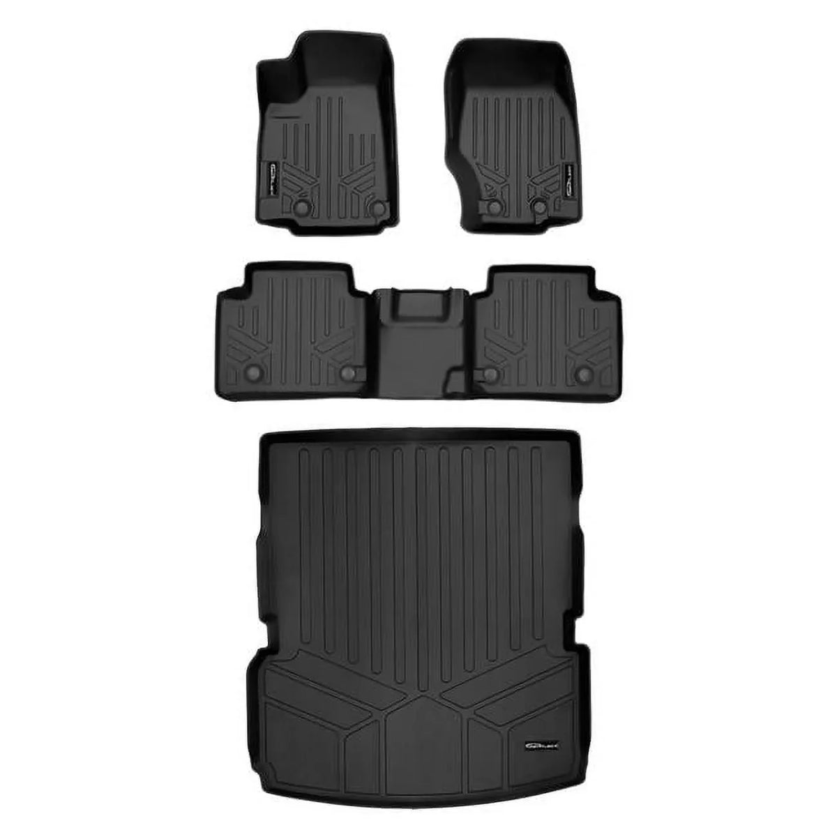 Smartliner SA0568-B0568-D0568 All Weather Custom Fit Black 2 Row & Cargo Liner Behind the 2nd Row Floor Mat Liner Set for 2021-2023 Jeep Grand Cherokee L, Black