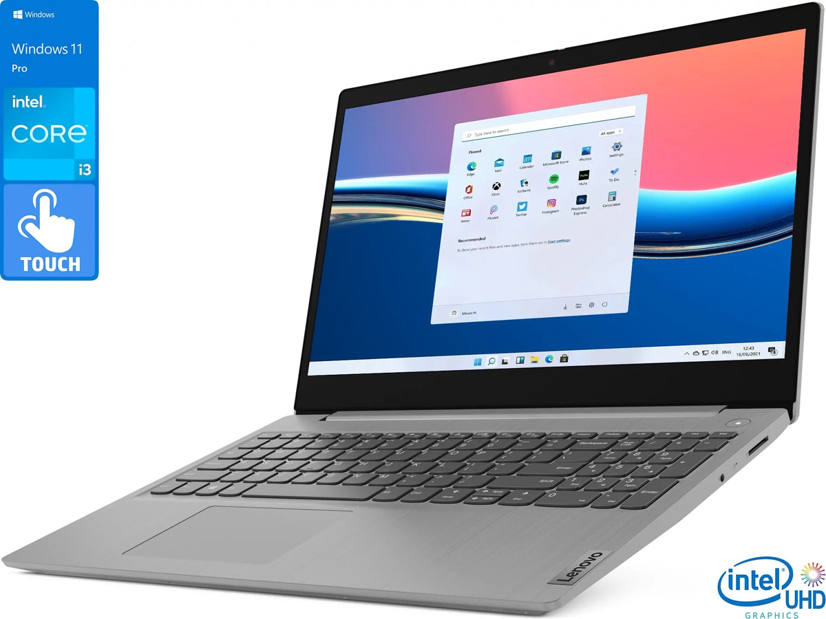 IdeaPad 3 Mobile pc 15.6" HD Touch Display, Core i3-1115G4 Upto 4.1GHz, 8GB RAM, 256GB NVMe SSD, HDMI, Card Reader, Wi-Fi, Bluetooth, Windows 11 Pro S