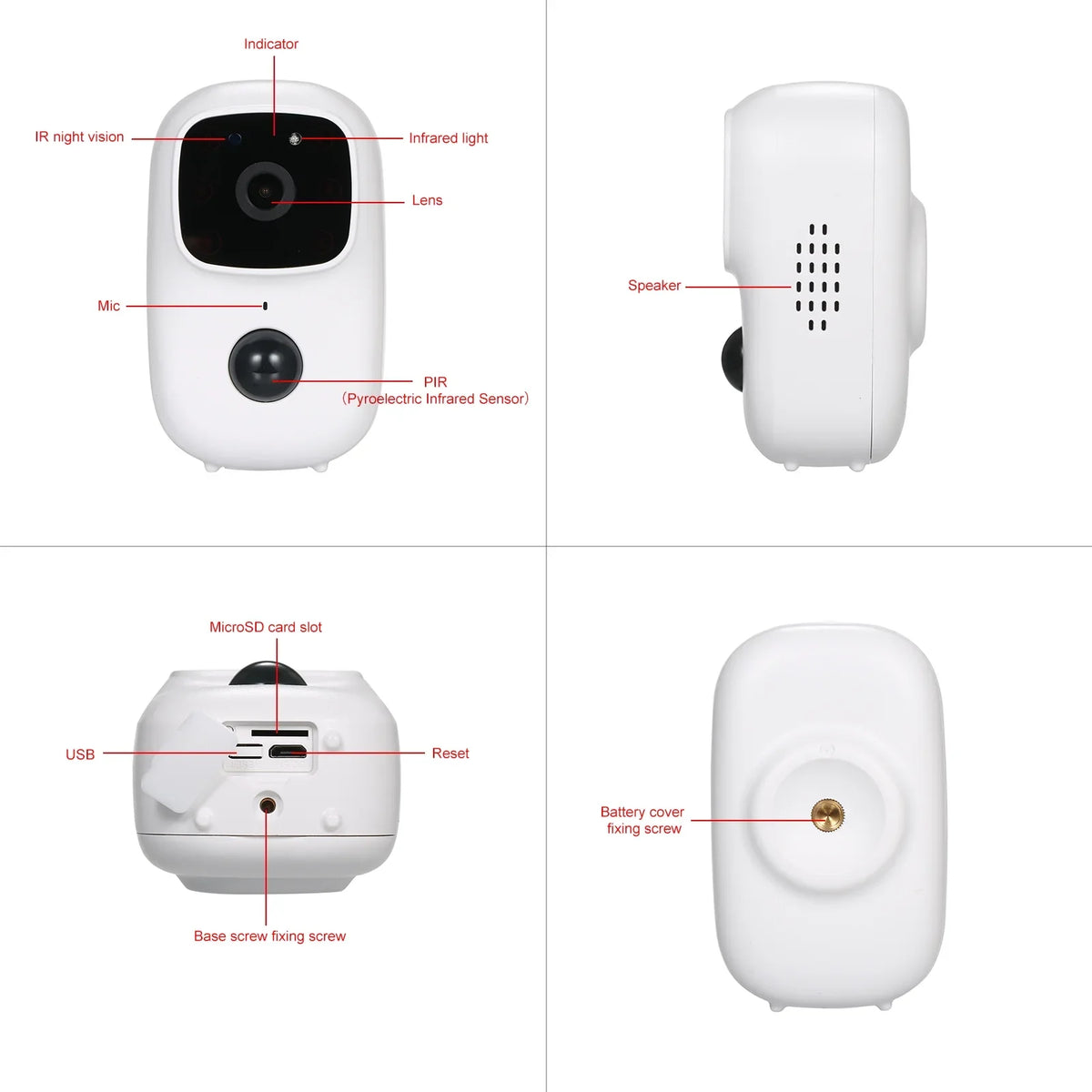 Wireless Rechargeable Battery Powered , Home , WiFi with Motion Detection IR , IndoorOutdoor with Mic and Speaker