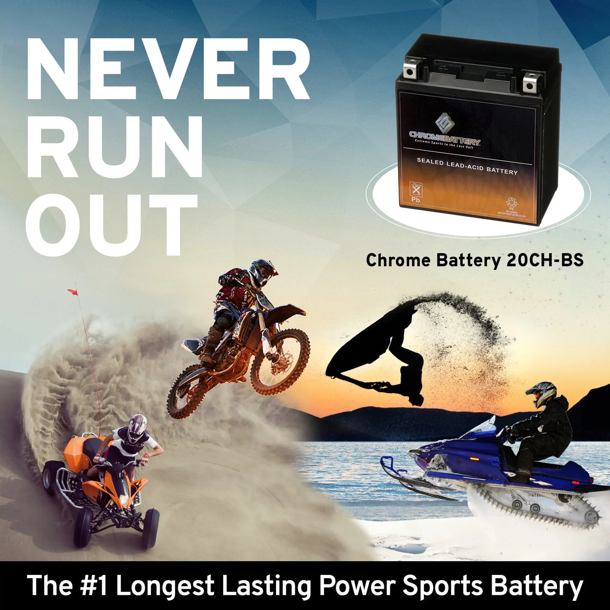 Chrome Battery YTX20CH-BS (20CH-BS 12 Volt;18 Ah; 270 CCA) Motorcycle Battery for Kawasaki Vn 1500e4 Vulcan Classic 2001