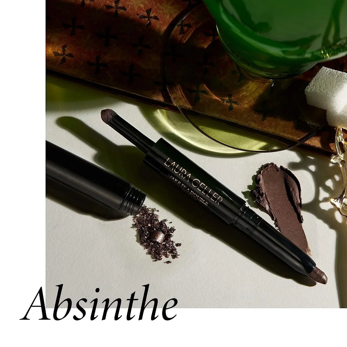 LAURA GELLER NEW YORK Make It A Double Dual-Ended Eyeshadow - Absinthe - Cream Eyeshadow Stick + Matching Powder Eyeshadow - Crease-Proof and Smudge-Proof