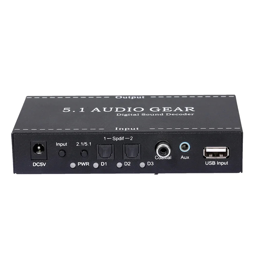 Nebublu NK-A6L 5.1 Audio Gear Digital Sound Decoder; Dolby Digital AC-3 Converter; 3.5mm Audio Output; Home Theater Audio Gear Replacement