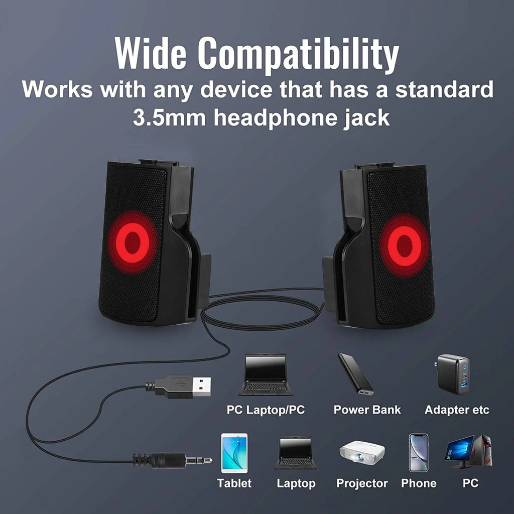 Stereo Sound Mini External USB Computer Speakers Notebook Tablet Clip-on Soundbar