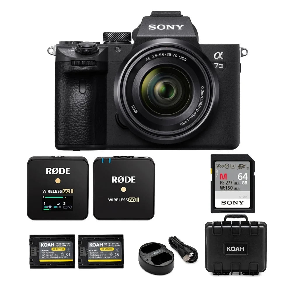 Alpha a7 III Mirrorless Camera with 28-70mm Lens and Wireless Mic Bundle