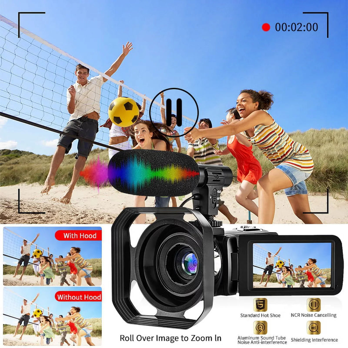 4K Camcorder Vlogging Camera for Youtube Ultra HD 48MP Video Camera with Microphone & Remote Control Wifi Digital Camera 3.0" IPS Touch Monitor