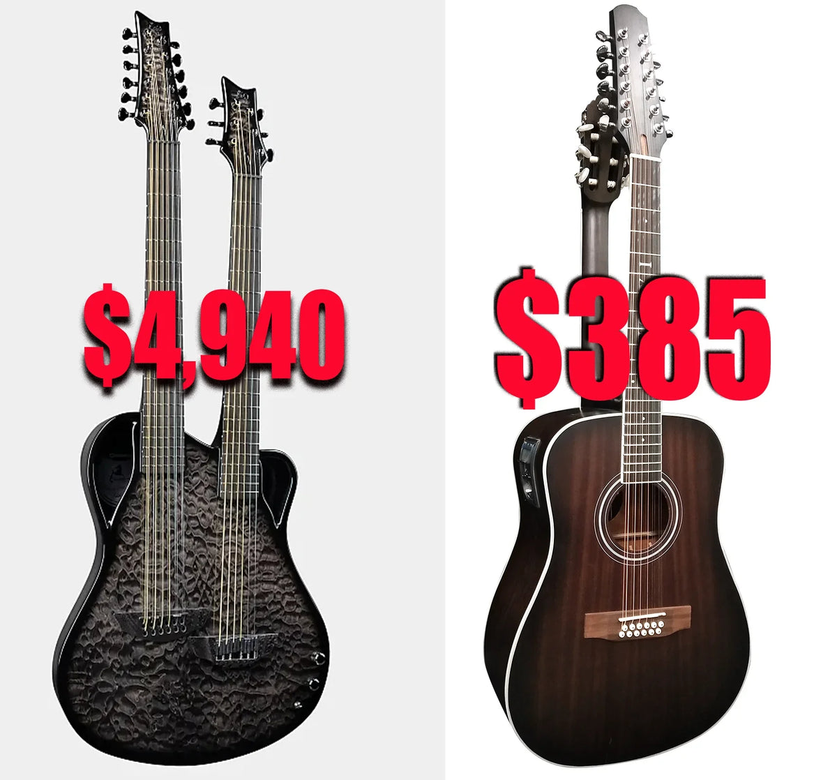 12/6 Strings Acoustic Double Neck; Double Sided Busuyi Guitar 2021 PT Sunset