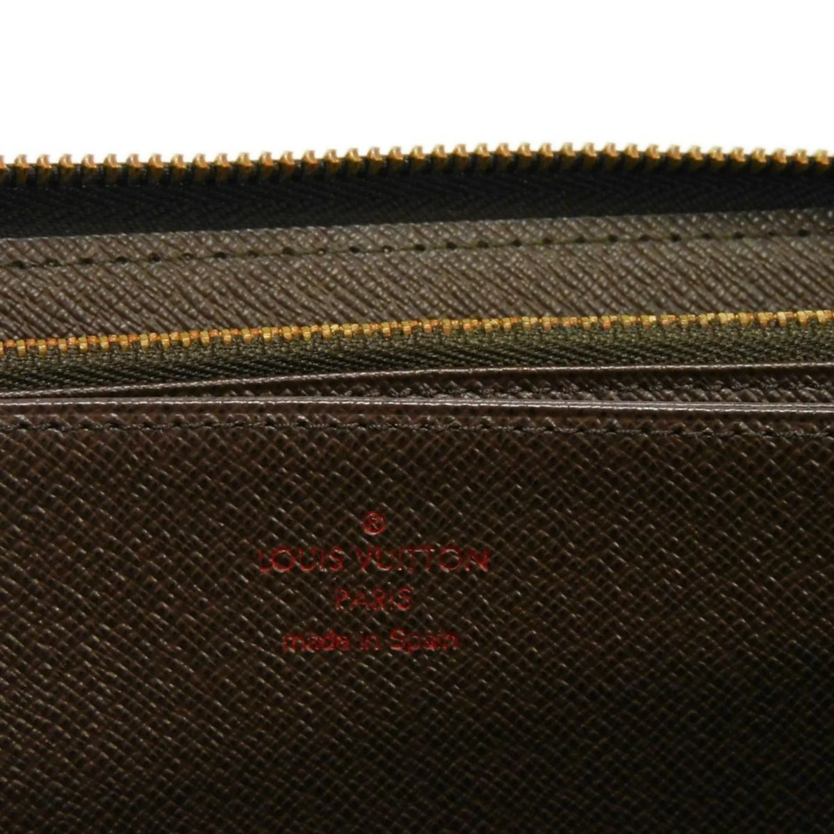 Pre-Owned LOUIS VUITTON Long Wallet Zippy Logo Brown New Round Zipper Checkered Pattern Vuitton Damier Ebene N41661 Men's Women's (Good)