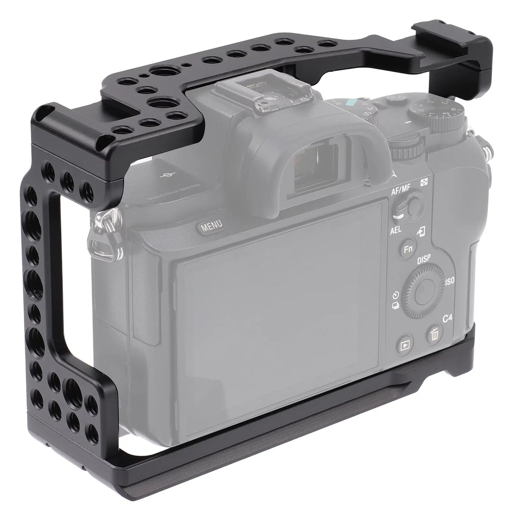 Cage Aluminum Alloy Video Cage Replacement for A7M3 A7R3 A9 Mirrorless with Cold Shoe Mount 14 Inch & 38 Inch Screw Holes