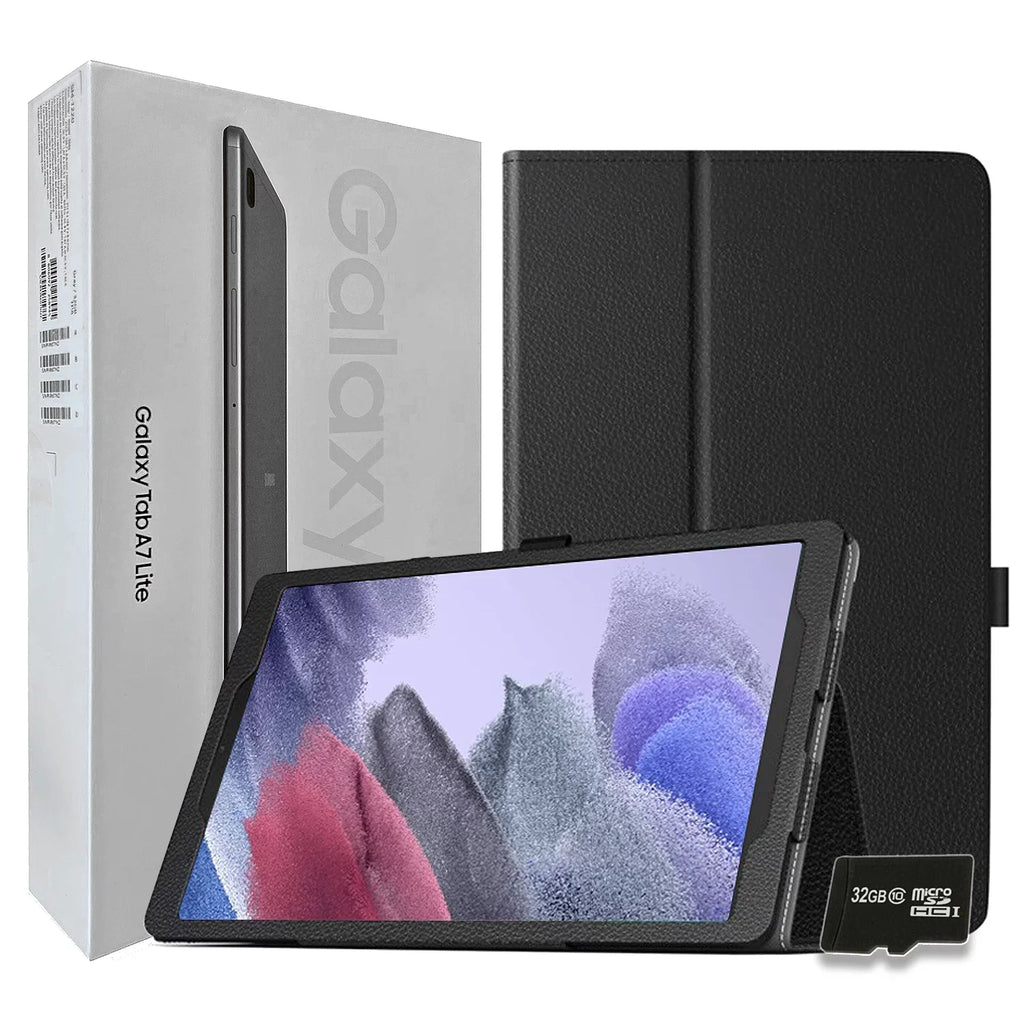 Galaxy Tab A7 Lite Tablet 8.7 inch 32GB and 32GB MicroSD Card Wi Fi Cellular International Bundle with Case Gray