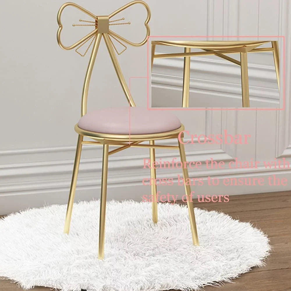 MONIPA Golden Butterfly Backrest Chairs Modern Vanity Stool with Cushioned Back Vanity Chair Pink Princess Chair Girls Ladies Creative Makeup Stool Art Leisure Chair Seat for Bedroom; Dining Room