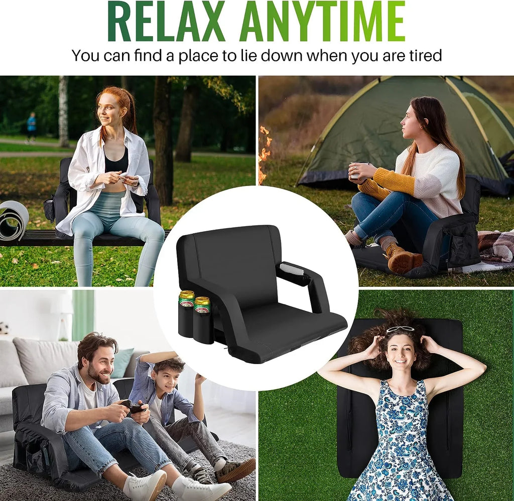 AiYCHEN Stadium Seat, 25-Inch Extra Wide Reclining Chair for Bleachers - Thicker, Liquid and Sturdy Seating for Sporting Events, Beaches, Camping, and Picnic