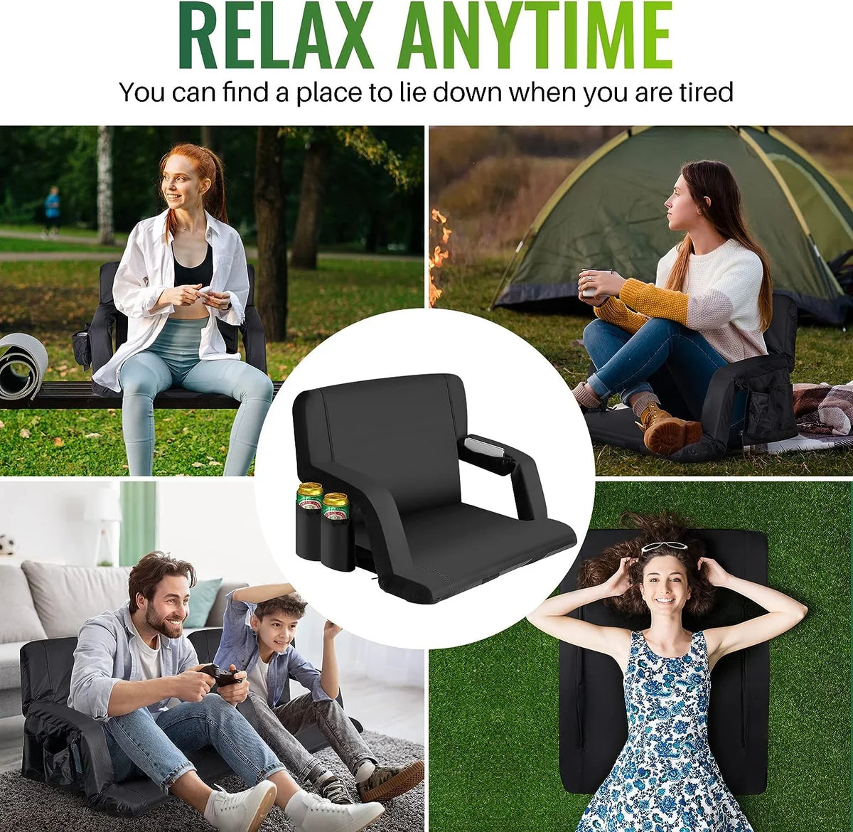 AiYCHEN Stadium Seat, 25-Inch Extra Wide Reclining Chair for Bleachers - Thicker, Liquid and Sturdy Seating for Sporting Events, Beaches, Camping, and Picnic