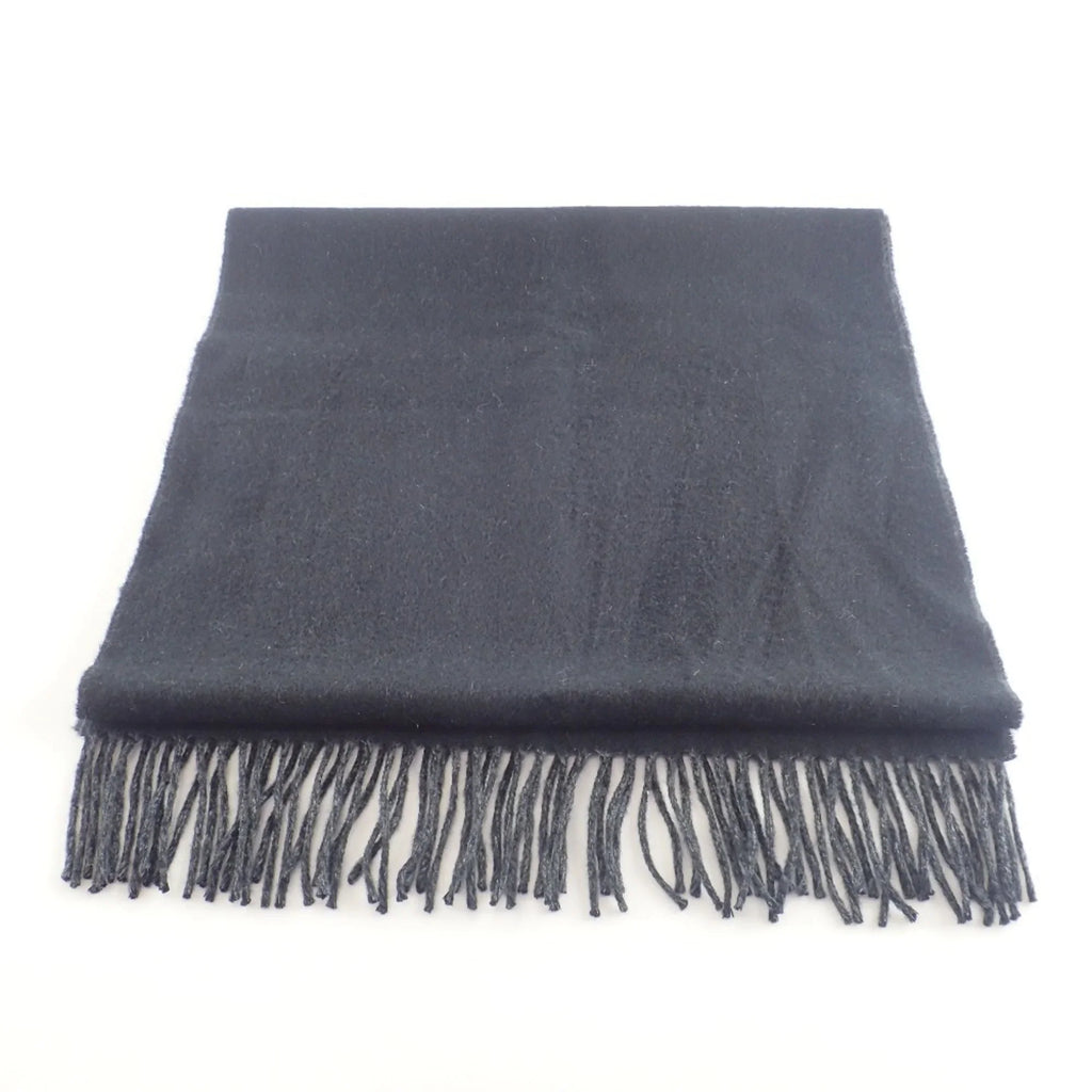 Pre-Owned HERMES Embroidered 100% Cashmere Scarf Black Grey (Good)